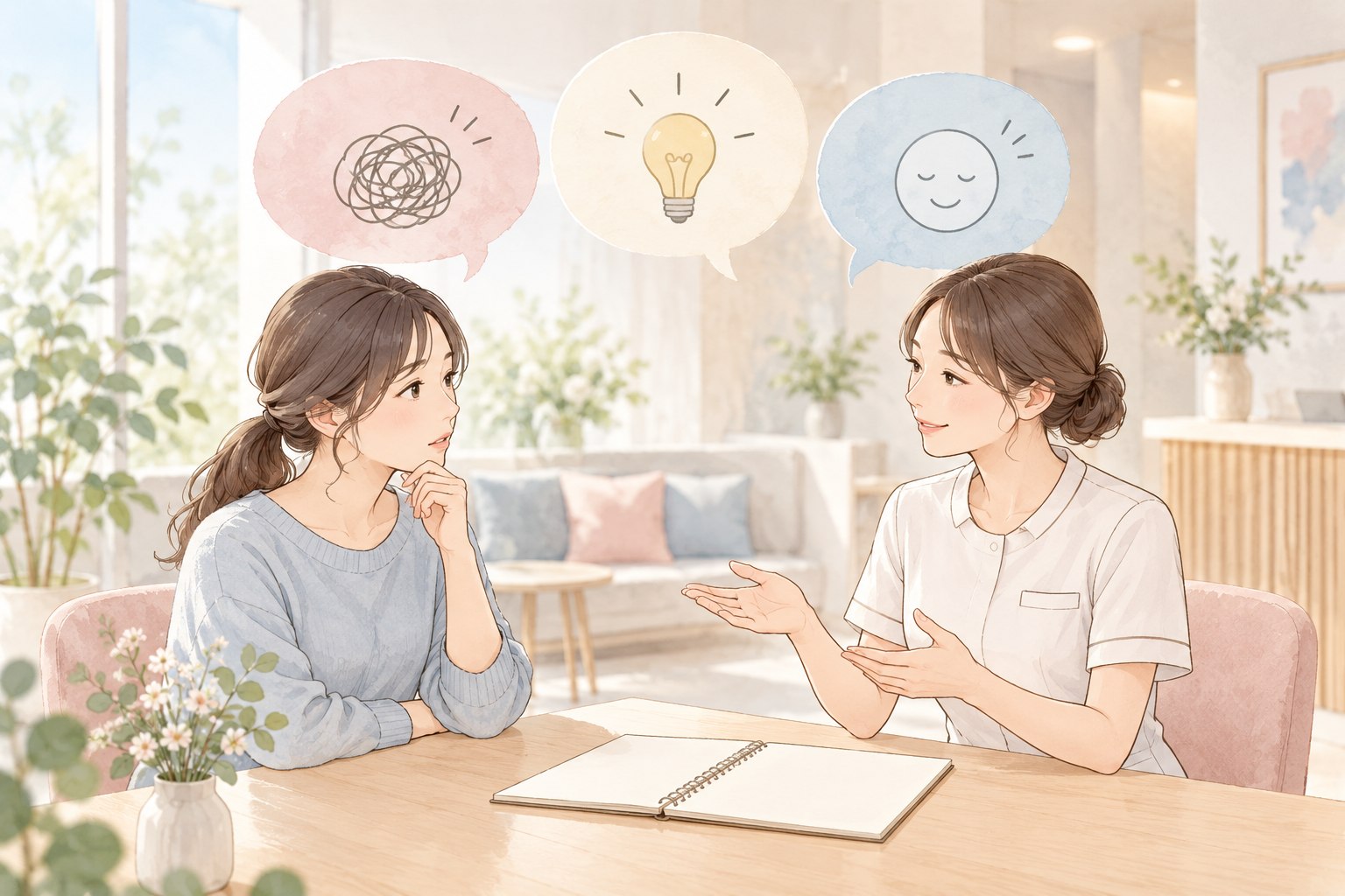 患者さんと認識の違いを整理する対話のイメージ