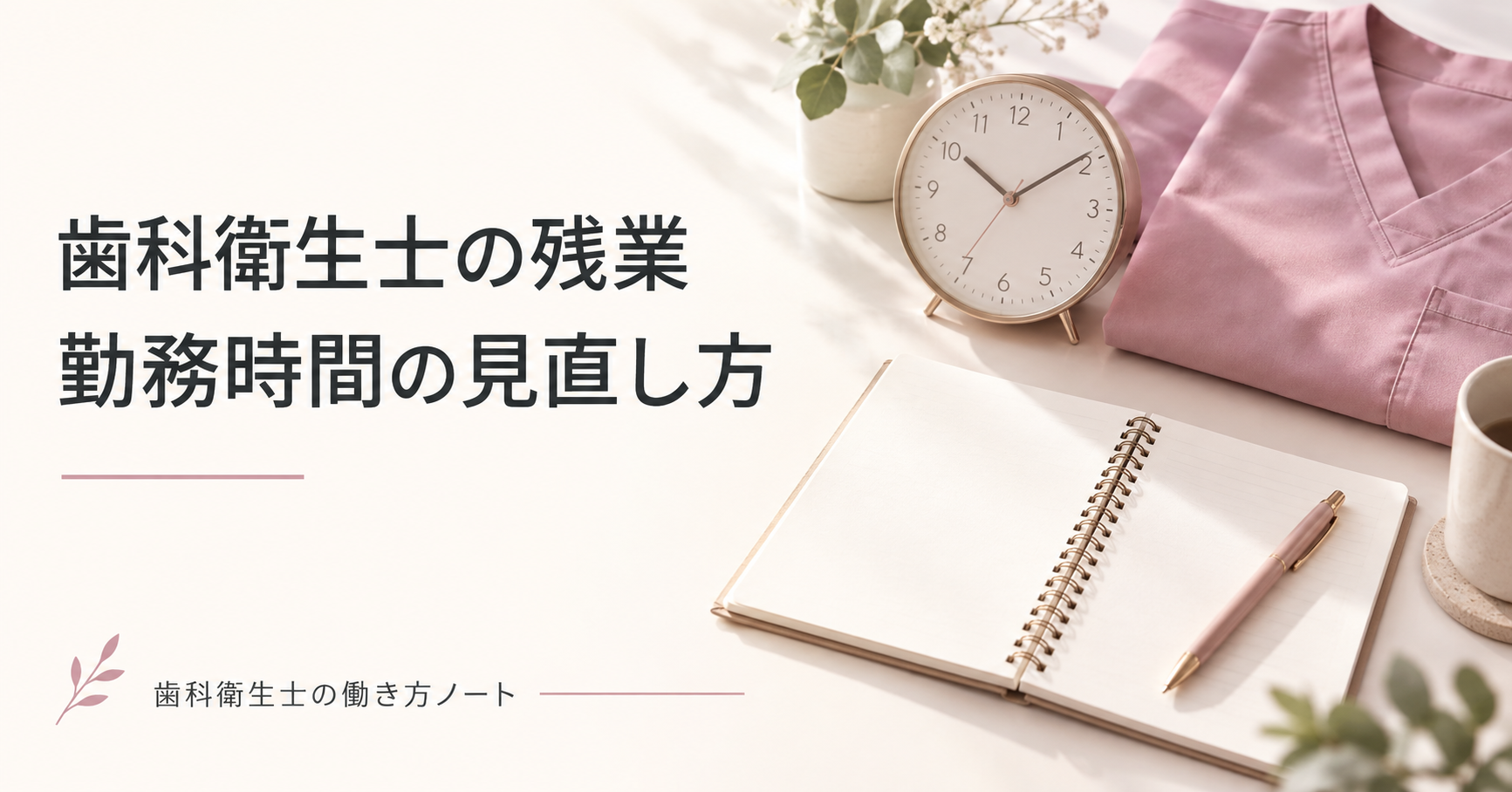 歯科衛生士の勤務時間を見直す時計とノートのイメージ